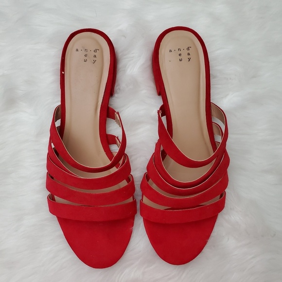 red strappy flats